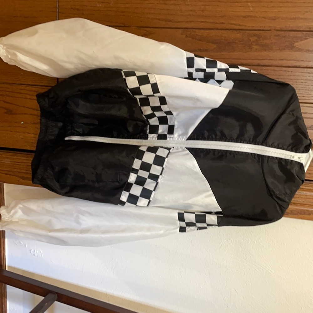 Checker print windbreaker.